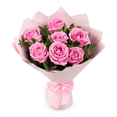 Букет из розовых роз с фисташкой – нежность в каждом лепестке Самара Самарская область Букет из розовых роз с фисташкой – нежность в каждом лепестке Самара Самарская область