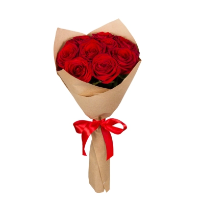 Букет из 9 красных роз в крафт-бумаге Букет из 9 красных роз в крафт-бумаге