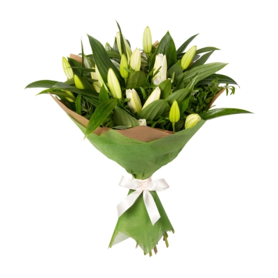 Нежный букет из лилий с фисташкой – элегантность в каждой детали Самара Самарская область Нежный букет из лилий с фисташкой – элегантность в каждой детали Самара Самарская область