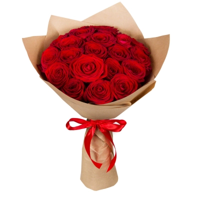 Букет из красных роз в крафт-бумаге Самара Самарская область Букет из красных роз в крафт-бумаге Самара Самарская область