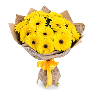Пышный букет из 15 жёлтых гербер – как луч солнца в ваших руках Самара Самарская область Пышный букет из 15 жёлтых гербер – как луч солнца в ваших руках Самара Самарская область