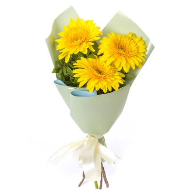 Яркий букет из 3 жёлтых гербер – частичка солнечного света Самара Самарская область Яркий букет из 3 жёлтых гербер – частичка солнечного света Самара Самарская область