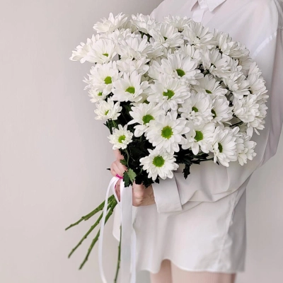 Букет «Ромашка» – 9 белоснежных хризантем в деревенском стиле Самара Самарская область Букет «Ромашка» – 9 белоснежных хризантем в деревенском стиле Самара Самарская область
