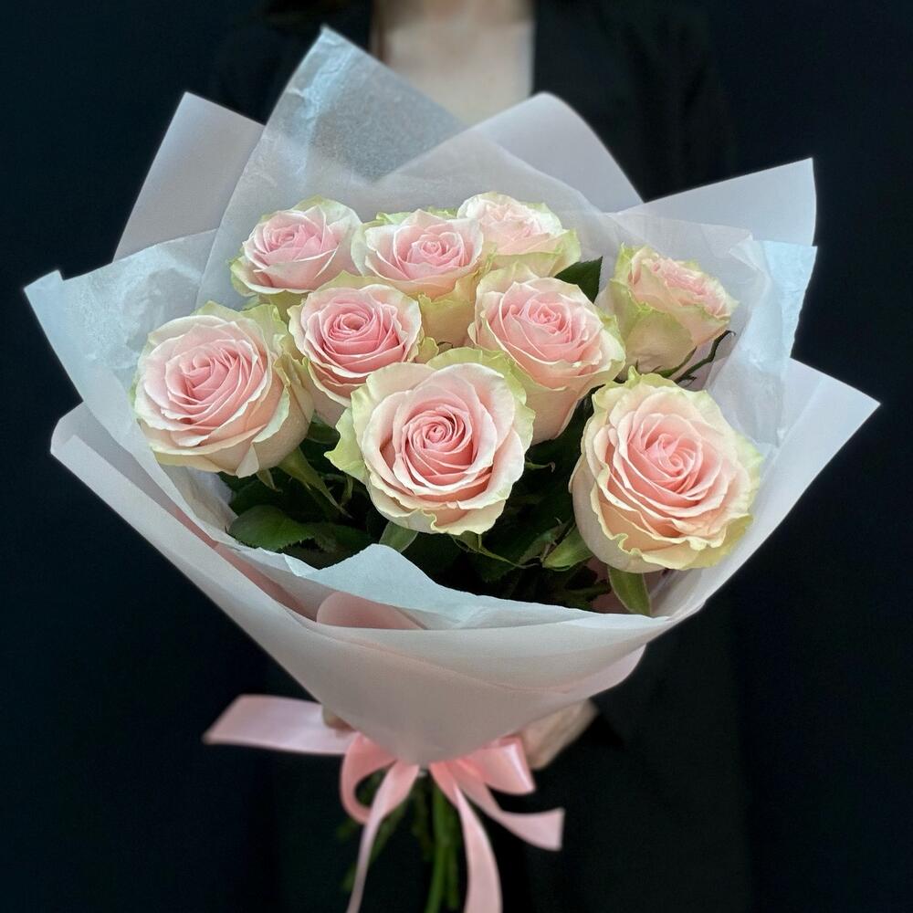 Букет из 9 розовых роз – нежность в каждом лепестке Самара Самарская область